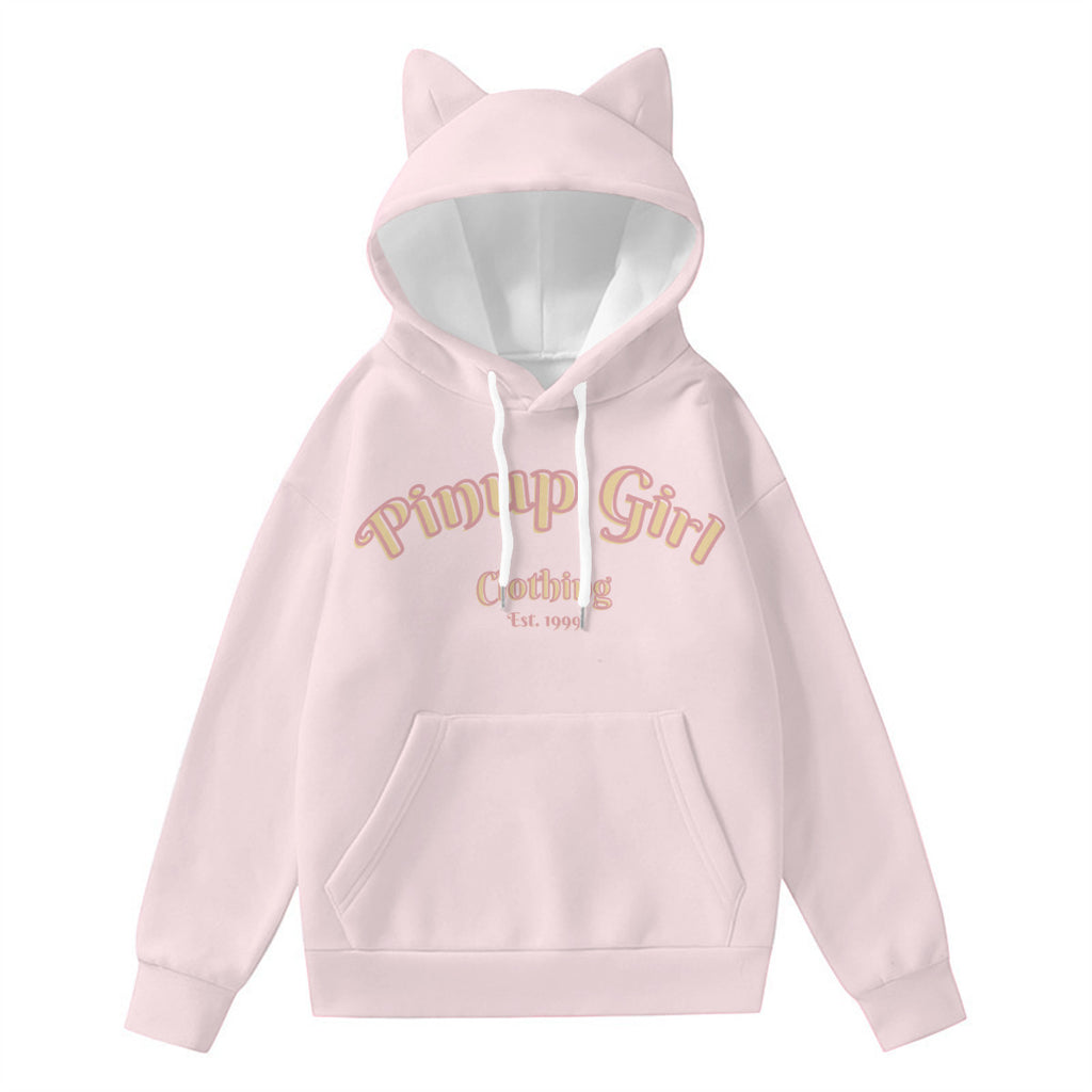 Pinup Girl Logo Cat Ear Hoodie - Pink