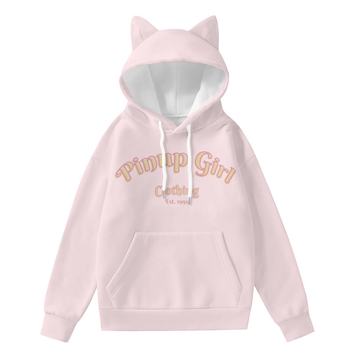 Pinup Girl Logo Cat Ear Hoodie - Pink