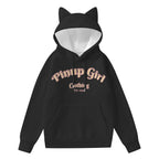 Pinup Girl Logo Cat Ear Hoodie in Black