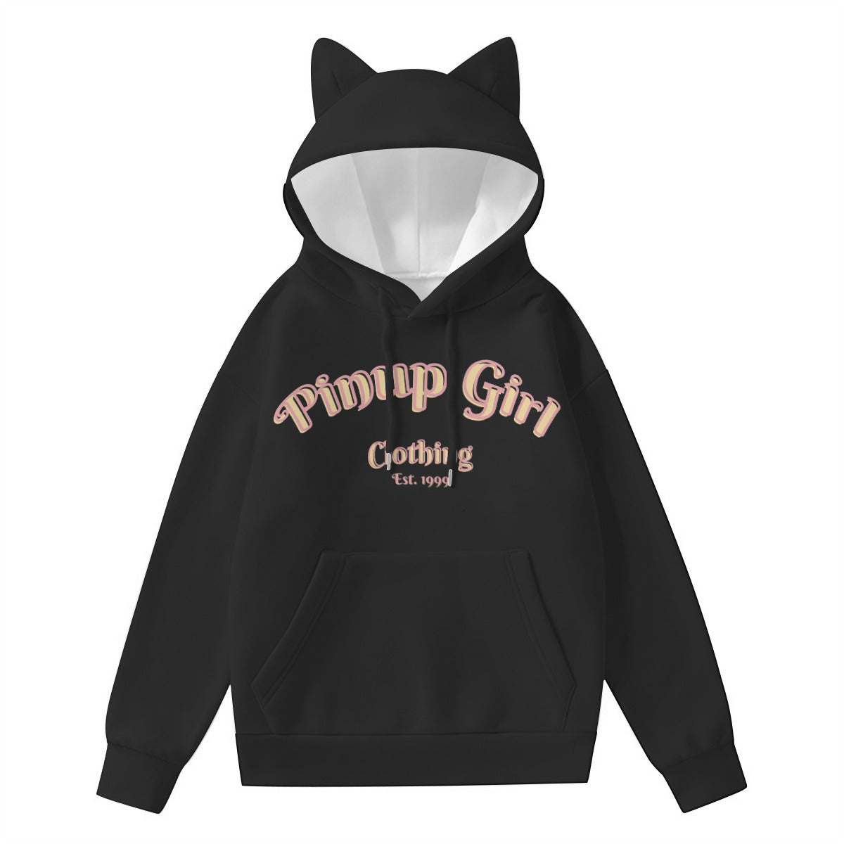 Pinup Girl Logo Cat Ear Hoodie in Black