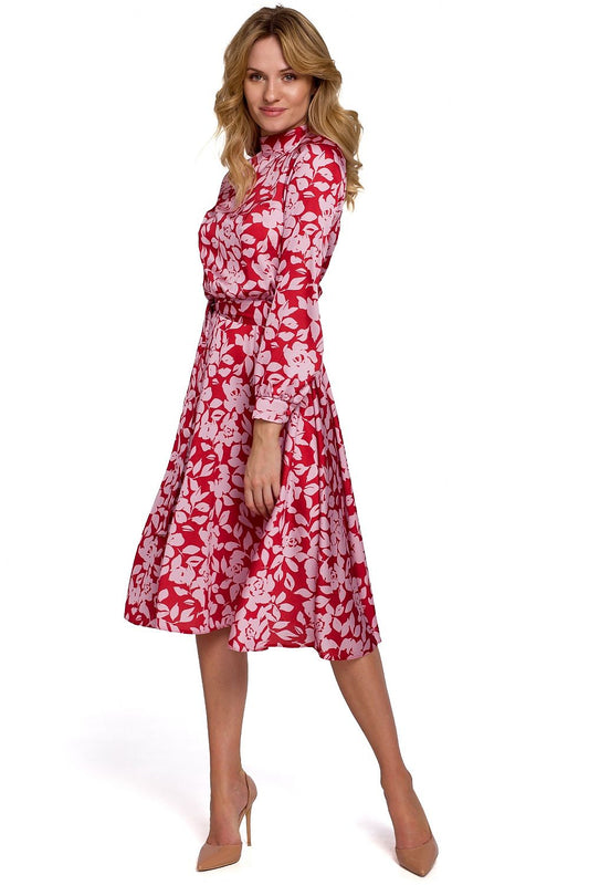 Vintage Day Dress in Pink & Red Floral Print |  Makover