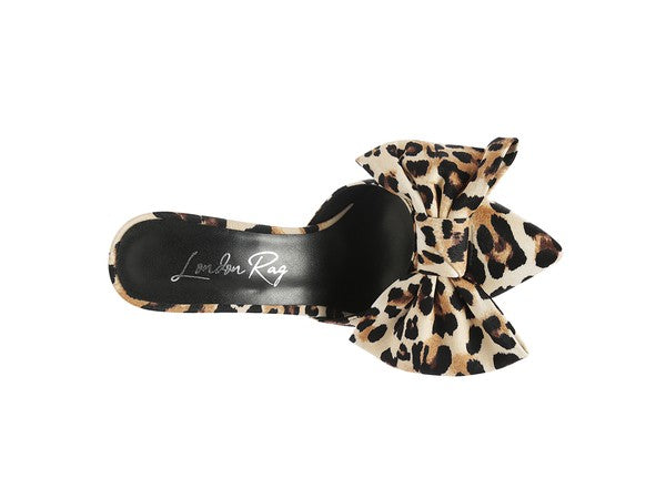 Joannie of the Jungle Leopard Print Stiletto Mules with Bow Detail | Rag Company