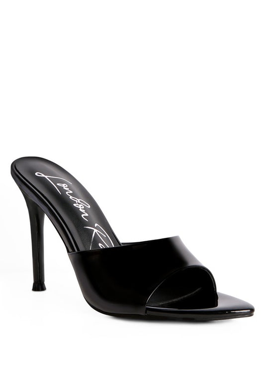 Eyes on The Prize Faux Patent Vintage Stiletto Mule Heels | Rag Company