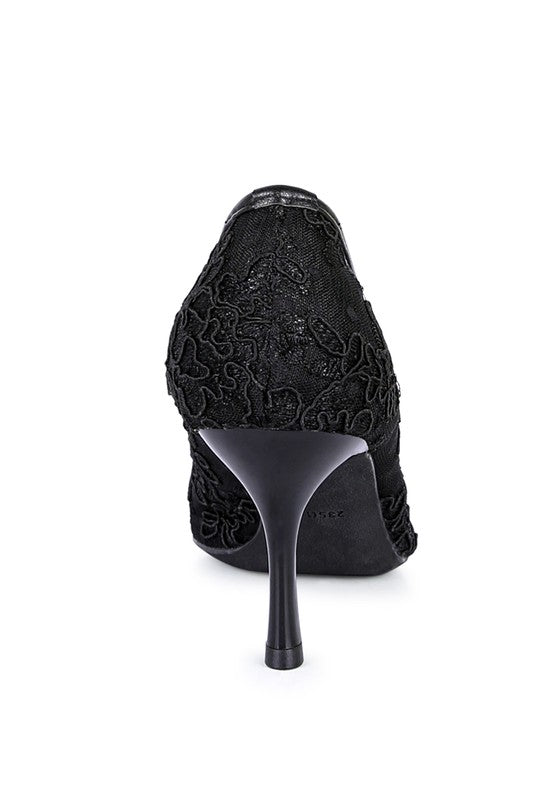 Dark Lover Vintage Lace 3" Stiletto Heel Pumps in Black or Blush Pink | Rag Company