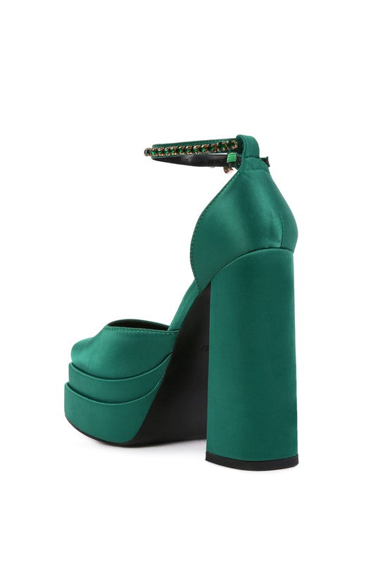 Dark green shop platform heels