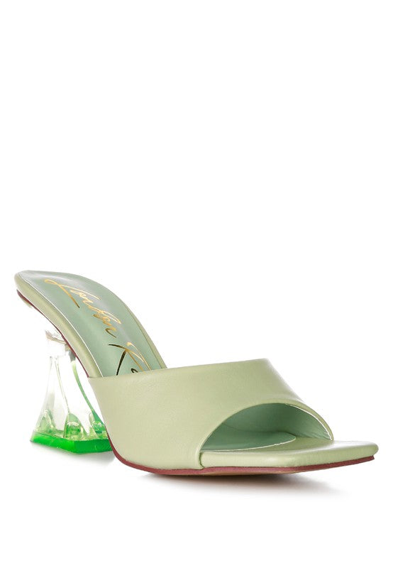 Sweet 16 60s Mod Clear Heeled Mule Sandal | 4 Colors | Rag Company