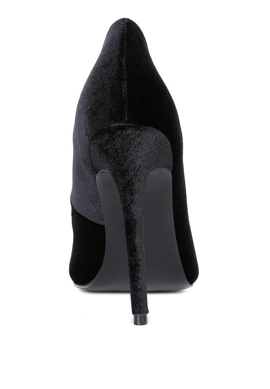Lilith Velvet Stiletto High Heel Pumps in Grey, Black, or Burgundy | Rag & Company