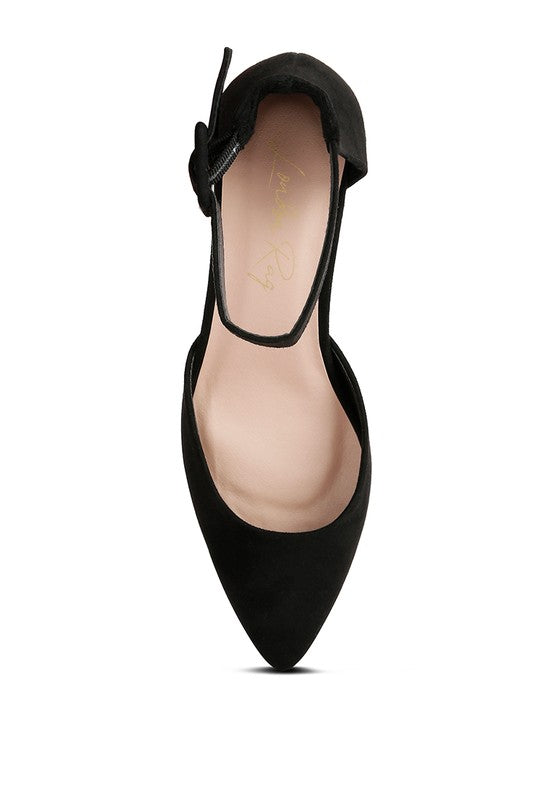 Junie Mid 60s Block Heel Ankle Strap Dress Shoe in Solid Black | Rag & Company