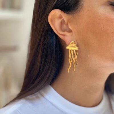 Jelly 18K Gold-Plated Stainless Steel Jellyfish Earrings