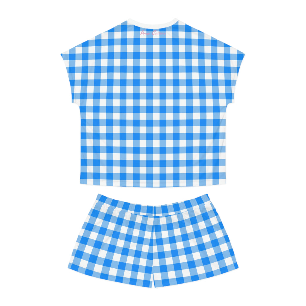 TGIF Sleepover PJs in Beyond Blue Gingham Tee & Pajama Shorts-Set