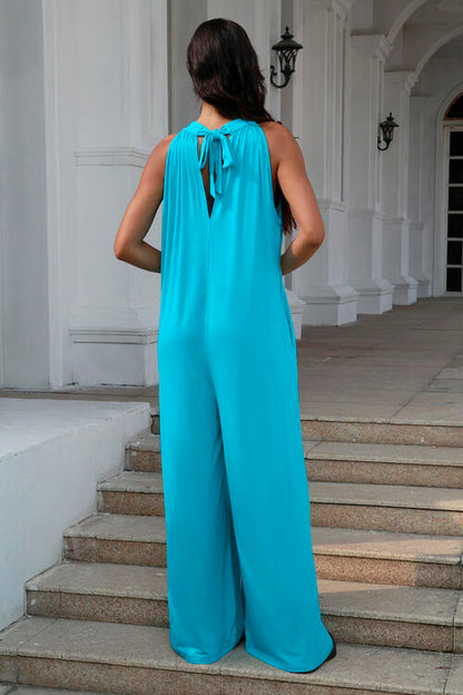 Katherine Full Size Tie Back Cutout Sleeveless Summer Jumpsuit | 3 Colors