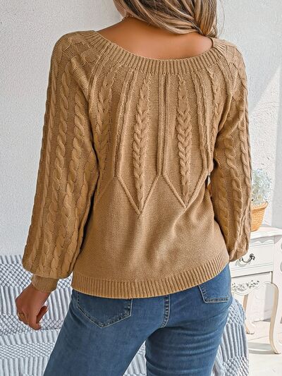 Giselle Round Neck Braided Long Sleeve Sweater | 3 Colors