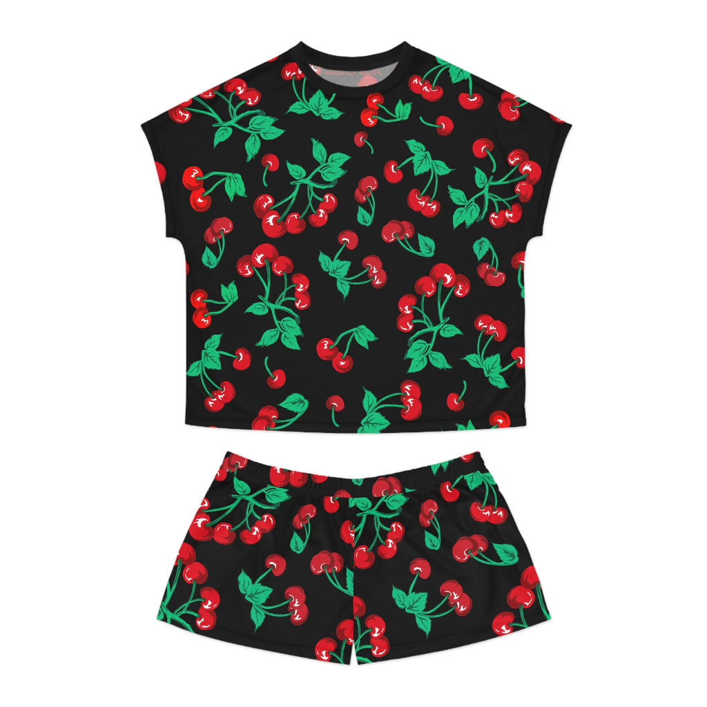 TGIF Sleepover PJs in Black Cherry Girl Tee & Pajama Shorts-Set