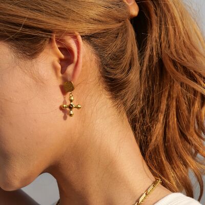 Liora Gold-Plated Stainless Steel Cross Shape Earrings | 2 Colors