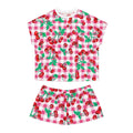 TGIF Sleepover PJs in Pink & White Gingham Cherry Girl Tee & Pajama Shorts-Set