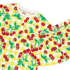 TGIF Sleepover PJs in Cherry Girl Yellow & White Gingham Tee & Pajama Shorts-Set