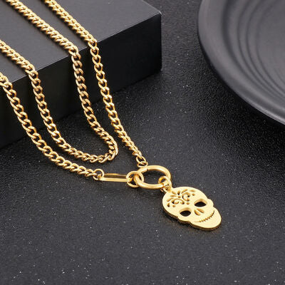 Los Muertos Double-Layered Pendant Necklace in Gold and SIlver