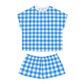 TGIF Sleepover PJs in Beyond Blue Gingham Tee & Pajama Shorts-Set