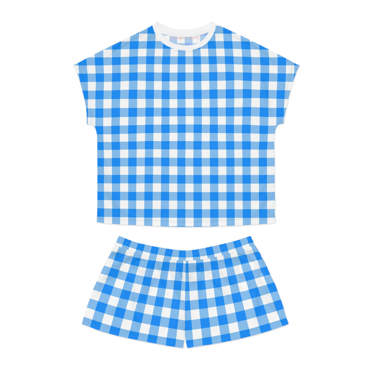 TGIF Sleepover PJs in Beyond Blue Gingham Tee & Pajama Shorts-Set