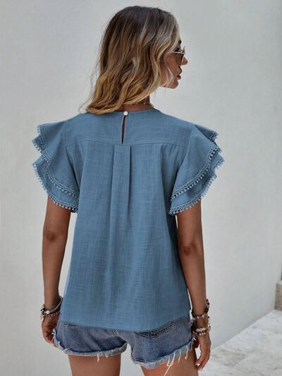 Freya Ruffled Cap Sleeve Round Neck Blouse | 4 Colors