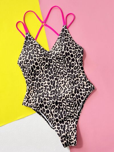 Snookie Leopard Plunge Spaghetti Strap One-Piece Swimwear | 2 Colors