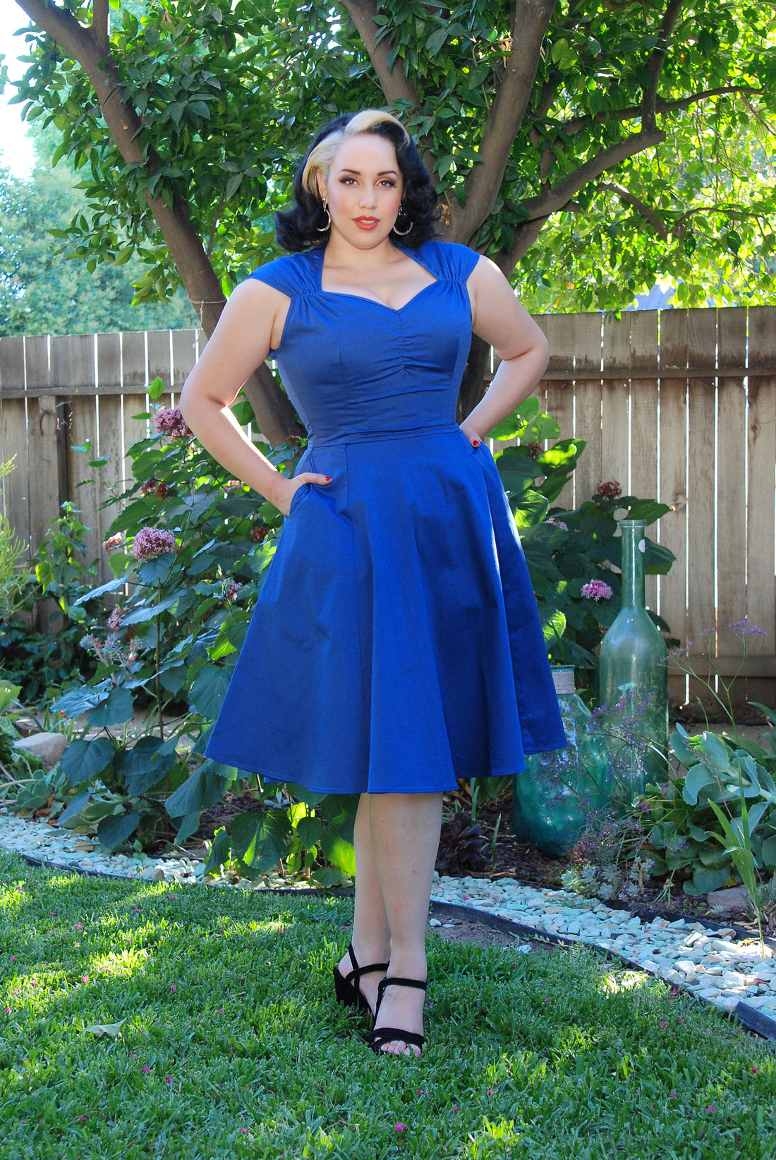 OYS - XS - Final Sale - Vintage Style Pinup Heidi A-Line Dress in Soli ...
