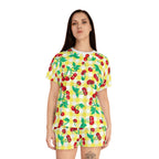 TGIF Sleepover PJs in Cherry Girl Yellow & White Gingham Tee & Pajama Shorts-Set