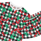 TGIF Sleepover PJs in Black & White Gingham Cherry Girl Tee & Pajama Shorts-Set