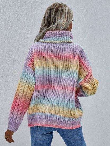 Rolled Rainbow Wide Rib Sweater in Summer and Winter