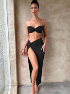 Maneater Two-Piece Twist Tube Top & Wrap Skirt Set | 3 Colors | Mozision