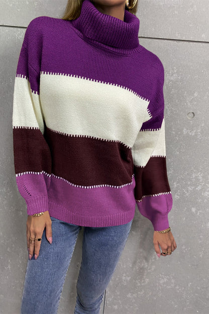 Karen Turtleneck Sweater with Billowing Lantern Sleeve | 4 Colors