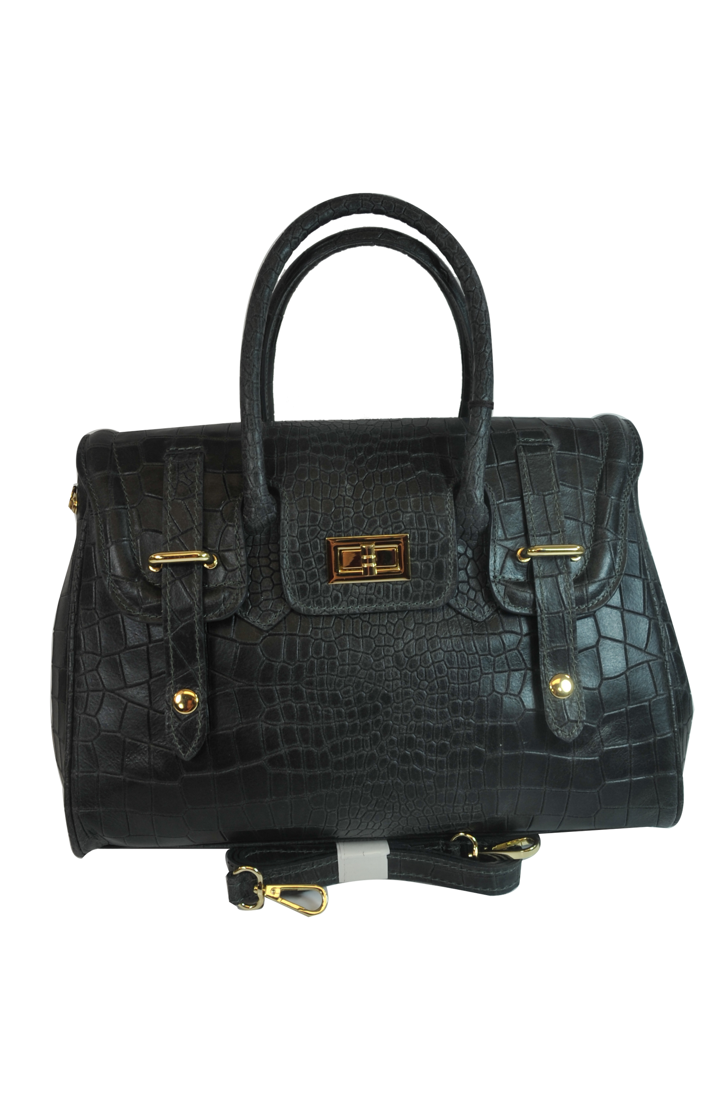 Misty Genuine Double Buckle Genuine Leather Satchel Bag | Brangio Italy