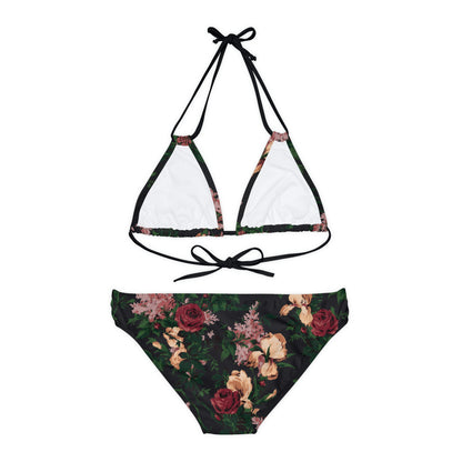 Antoinette Dark Bella Roses Strappy Bikini Set  | Pinup Couture Swim