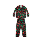 Pajama Game in Black Cherry Girl Satin 2 Piece Button Up PJ Set