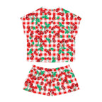 TGIF Sleepover PJs in Red & White Gingham Cherry Girl Tee & Pajama Shorts-Set