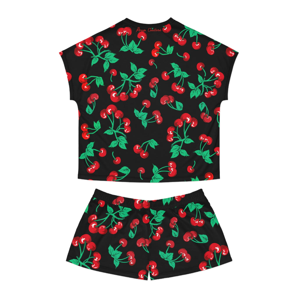 TGIF Sleepover PJs in Black Cherry Girl Tee & Pajama Shorts-Set