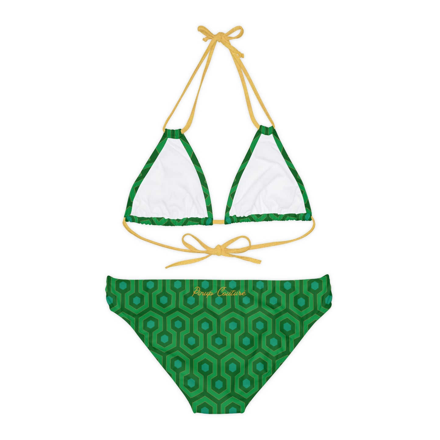 Alex Green & Gold Hotel Hexagon Strappy Bikini Set | Pinup Couture Swim