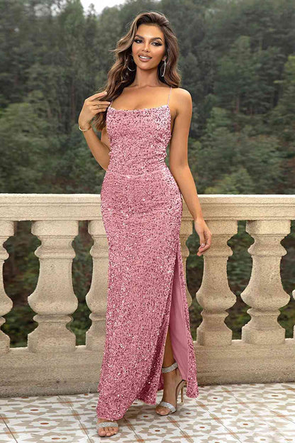 Riley Sequin Backless Split Maxi Dress | 4 Colors