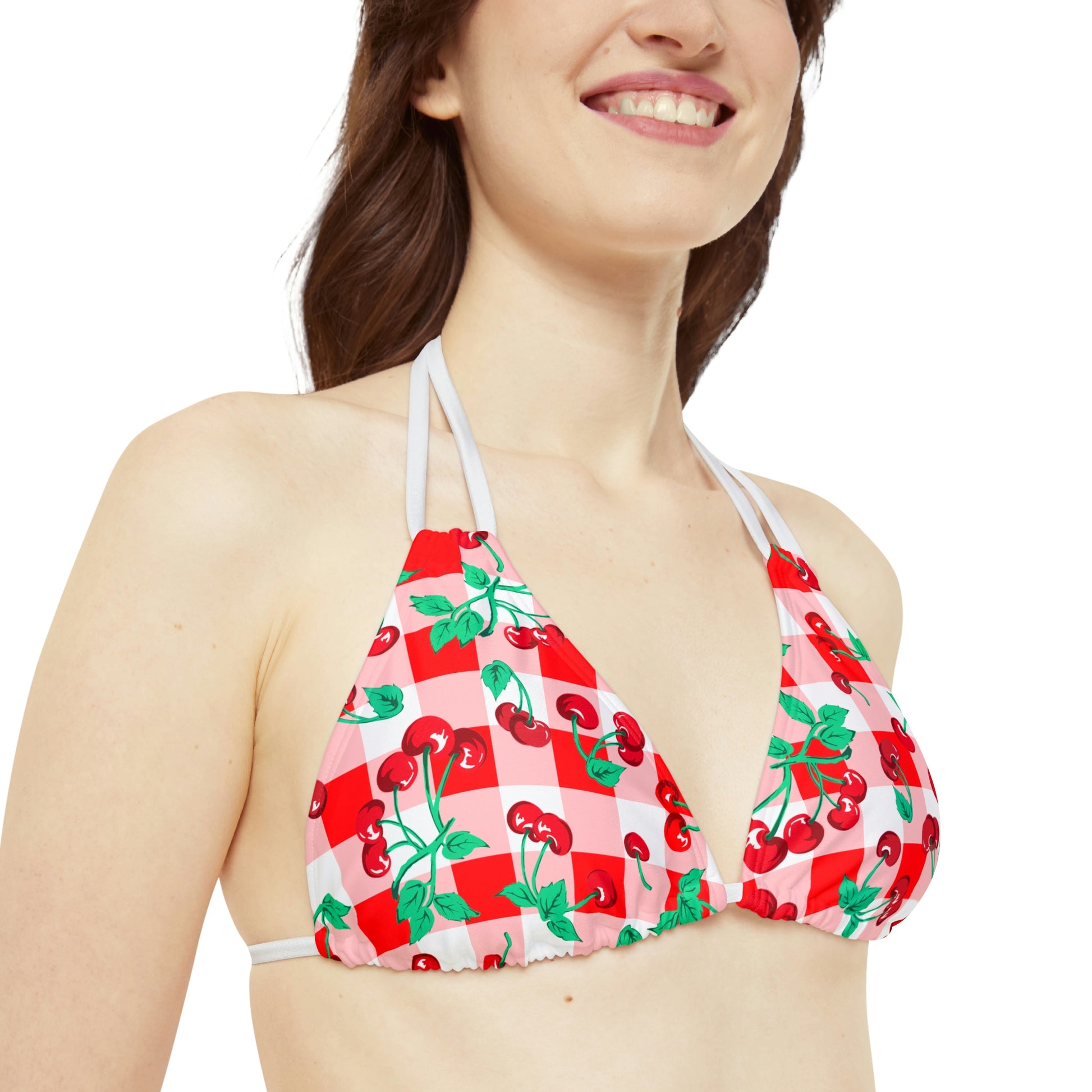 Alex Red Gingham Vintage Cherry Print Strappy Bikini Set | Pinup Couture  Swim