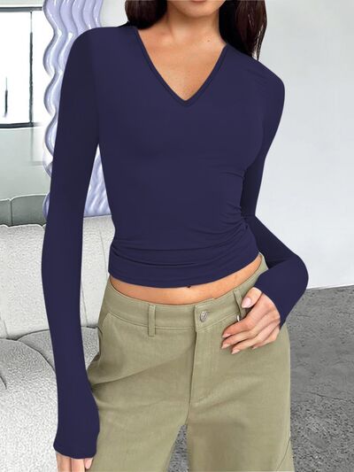 Remi V-Neck Long Sleeve T-Shirt | 10 Colors