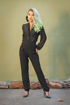 Olivia Vintage 90's Style Tapered Pants in Black Stretch Crepe | Traci Lords