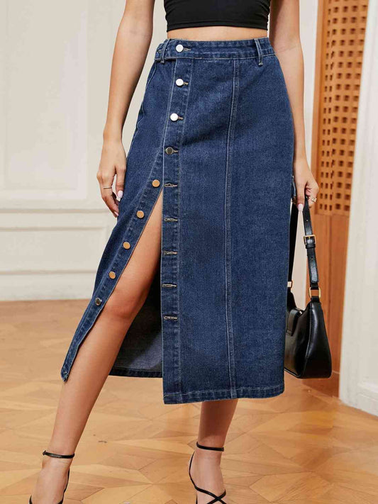 Route 66 Button Denim Skirt | 2 colors