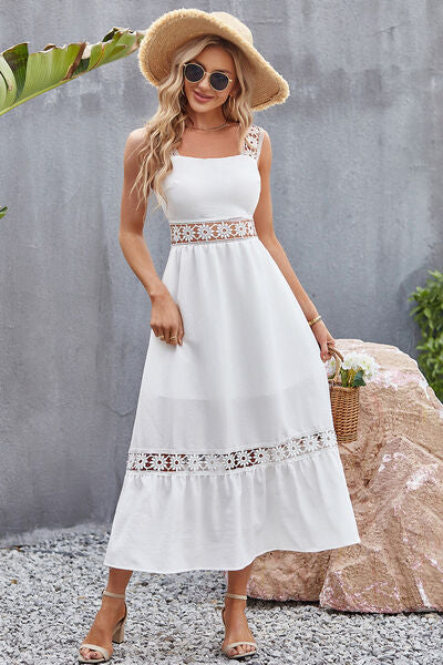 Felicity Flower Crochet Wide Strap Midi Dress | 2 Colors