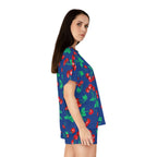 TGIF Sleepover PJs in Dark Blue Cherry Girl Tee & Pajama Shorts-Set