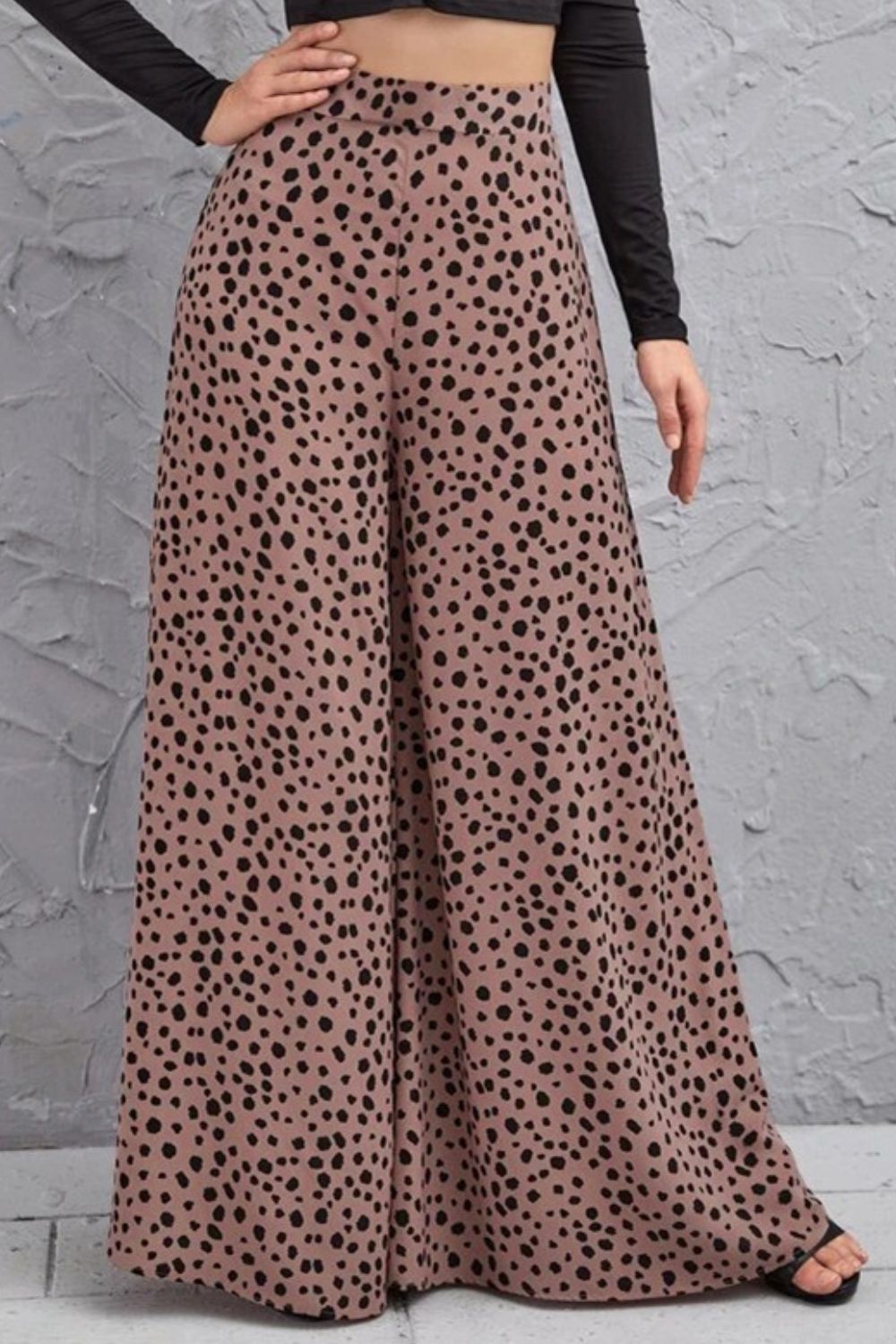 Dottie Animal Print High-Rise 40's Palazzo Pants in Olive or Mauve