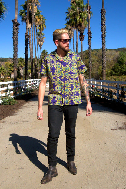 OYS - Final Sale - Unisex Button Down Shirt in Daddy Cthulhu Sateen | Laura Byrnes & Hope Johnstun