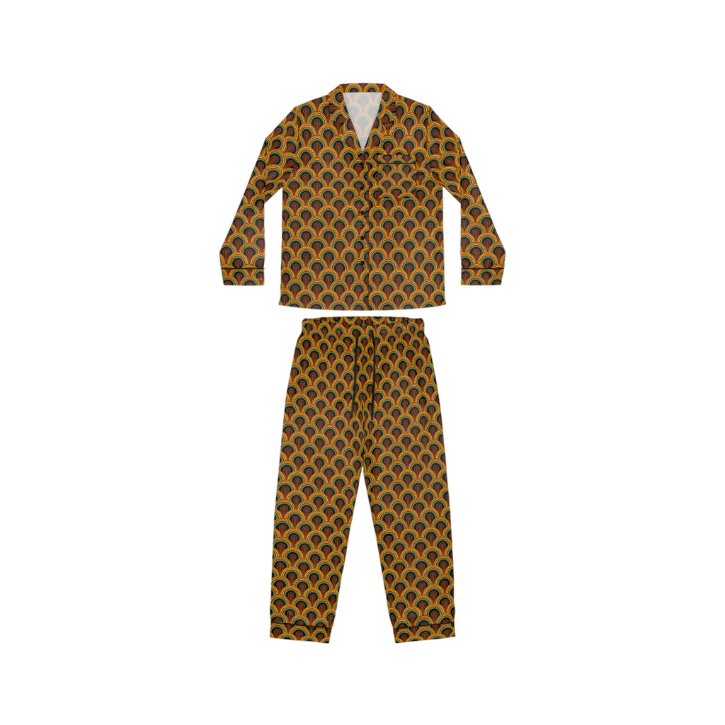 Pajama Game in Room 237 Print Satin 2 Piece Button Up PJ Set