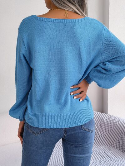 Heathers Square Neck Braided Long Sleeve Sweater | 3 Colors