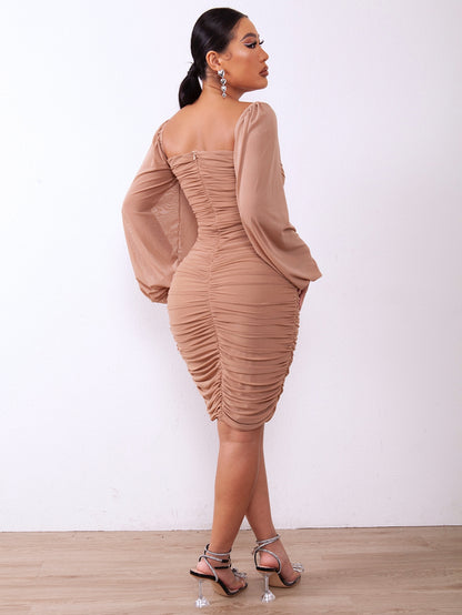 Hollywood Zip-Back Ruched Bodycon Wiggle Dress | 4 Colors