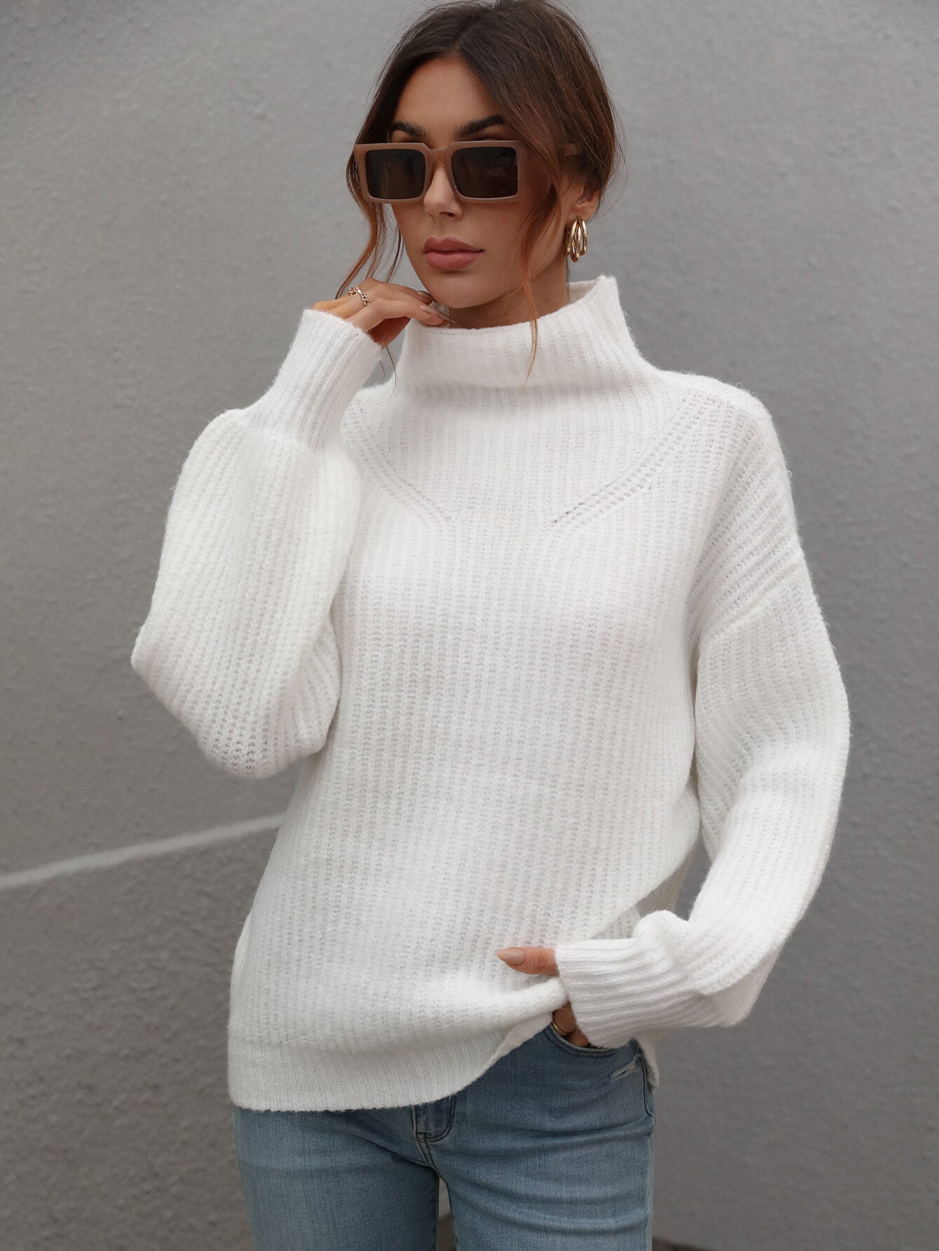 In The Thick Of It Rib-Knit Pullover Sweater in Tan, Black, White, Cream, Gray, or Green